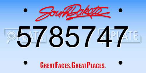 5785747 South Dakota License Plate
