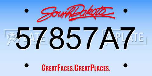 57857A7 South Dakota License Plate