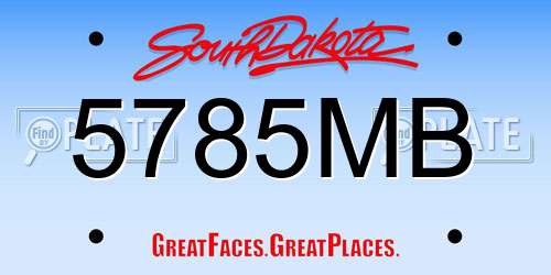 5785MB South Dakota License Plate