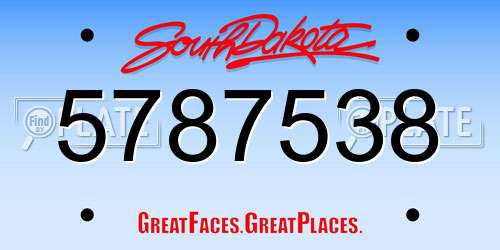 5787538 South Dakota License Plate