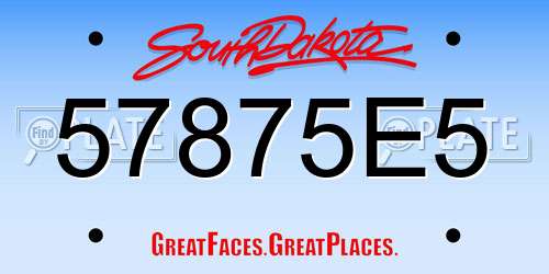 57875E5 South Dakota License Plate