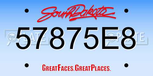 57875E8 South Dakota License Plate