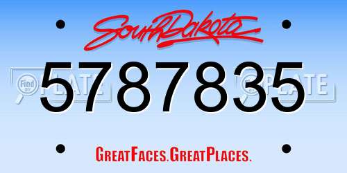 5787835 South Dakota License Plate