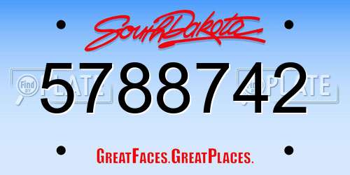 5788742 South Dakota License Plate