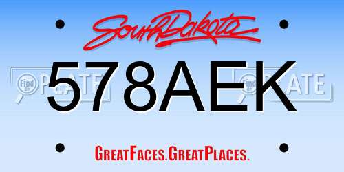 578AEK South Dakota License Plate