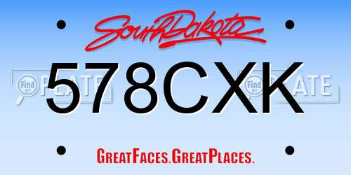 578CXK South Dakota License Plate