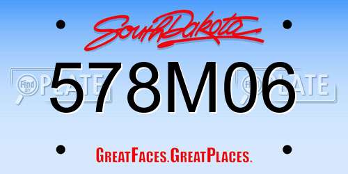 578M06 South Dakota License Plate