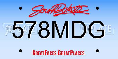 578MDG South Dakota License Plate