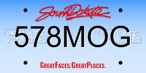 578MOG South Dakota License Plate