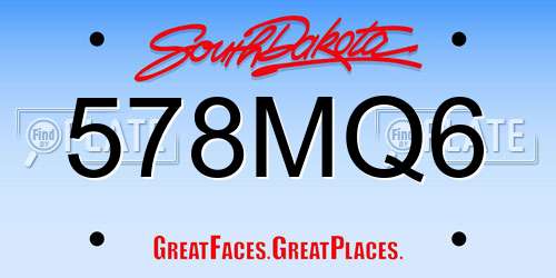 578MQ6 South Dakota License Plate