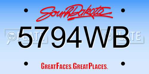 5794WB South Dakota License Plate