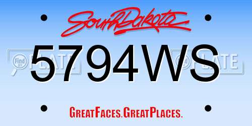 5794WS South Dakota License Plate
