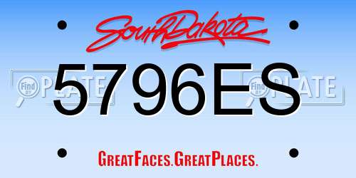 5796ES South Dakota License Plate