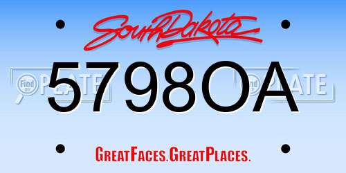 5798OA South Dakota License Plate