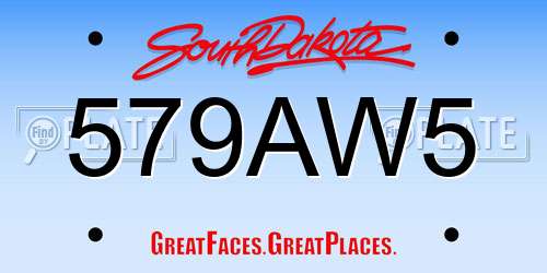 579AW5 South Dakota License Plate