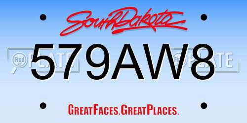 579AW8 South Dakota License Plate