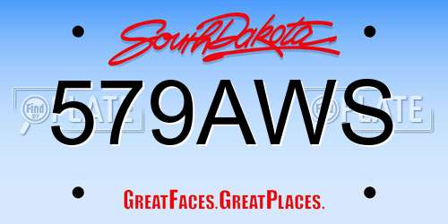 579AWS South Dakota License Plate