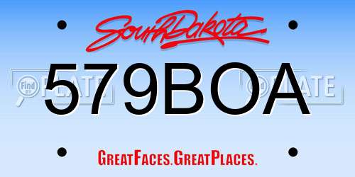 579BOA South Dakota License Plate