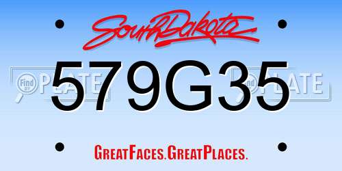 579G35 South Dakota License Plate