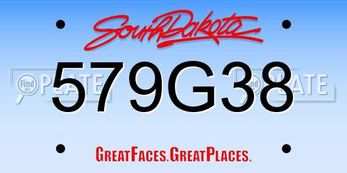 579G38 South Dakota License Plate