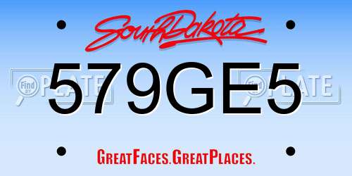 579GE5 South Dakota License Plate