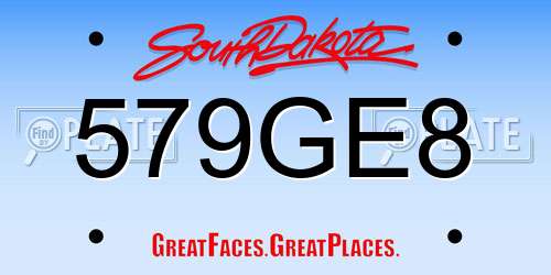 579GE8 South Dakota License Plate