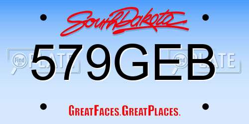 579GEB South Dakota License Plate