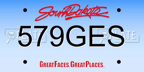 579GES South Dakota License Plate