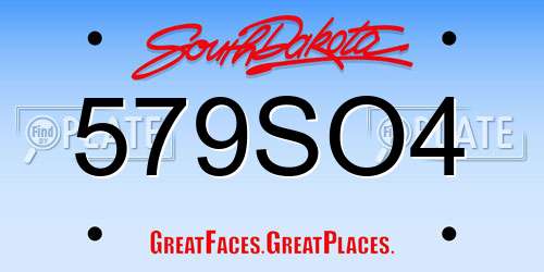 579SO4 South Dakota License Plate