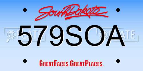 579SOA South Dakota License Plate