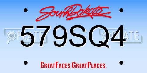 579SQ4 South Dakota License Plate