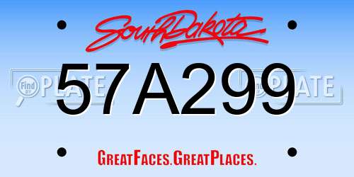 57A299 South Dakota License Plate