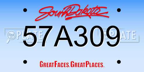 57A309 South Dakota License Plate