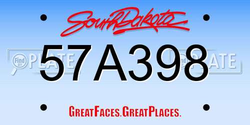 57A398 South Dakota License Plate