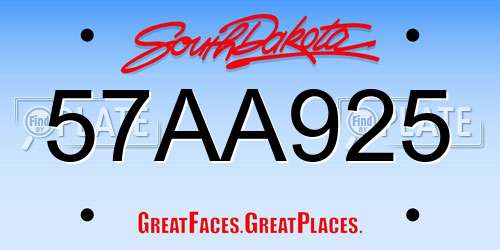 57AA925 South Dakota License Plate