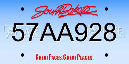 57AA928 South Dakota License Plate