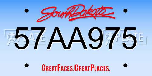 57AA975 South Dakota License Plate