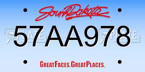 57AA978 South Dakota License Plate