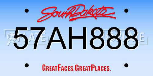 57AH888 South Dakota License Plate