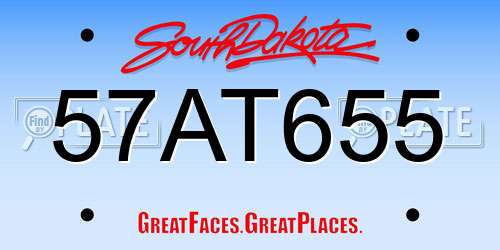 57AT655 South Dakota License Plate
