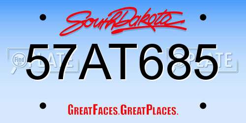 57AT685 South Dakota License Plate
