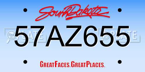 57AZ655 South Dakota License Plate