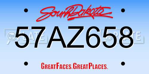 57AZ658 South Dakota License Plate