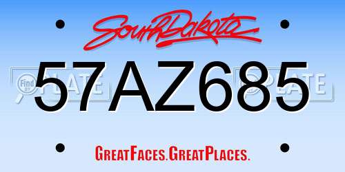57AZ685 South Dakota License Plate