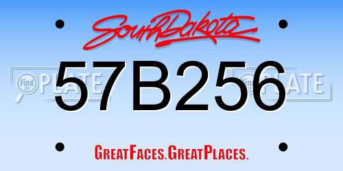 57B256 South Dakota License Plate