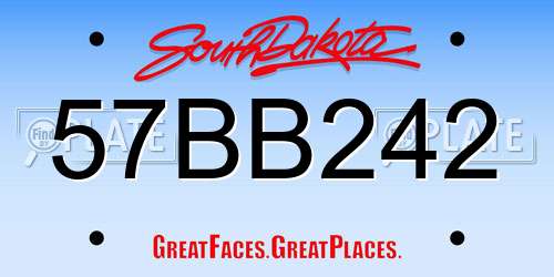 57BB242 South Dakota License Plate