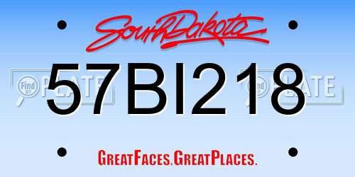 57BI218 South Dakota License Plate