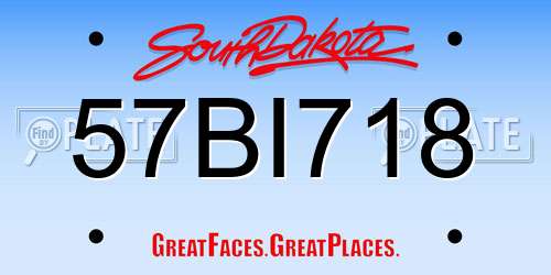 57BI718 South Dakota License Plate