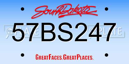 57BS247 South Dakota License Plate