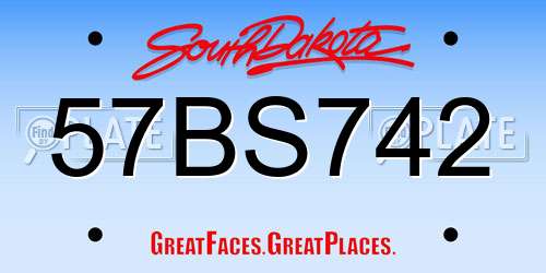 57BS742 South Dakota License Plate